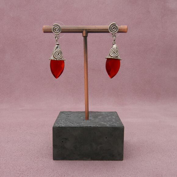 Sterling Jewelry - sajen sterling silver red opalite swirls dangle post earrings